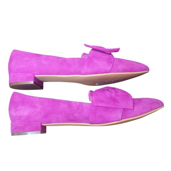 BP Size 9.5 US Kari Bow Suede Leather Flats Fuchsia Pink Bright TINY FLAWS - Picture 10 of 12